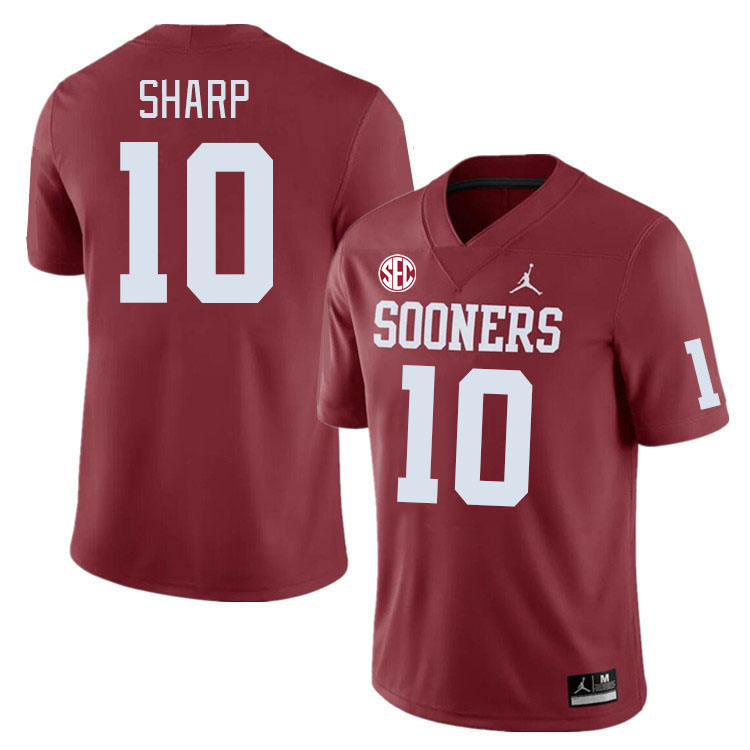 #10 Bauer Sharp Oklahoma Sooners 2024 SEC Conference College Football Jerseys-Crimson